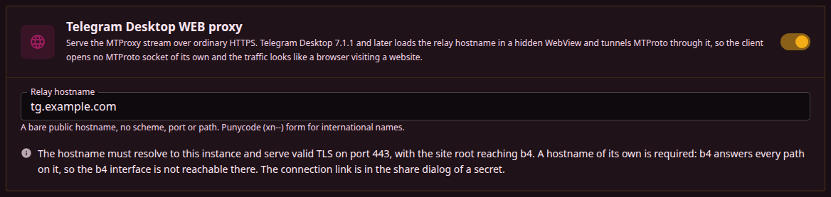 The WEB proxy card