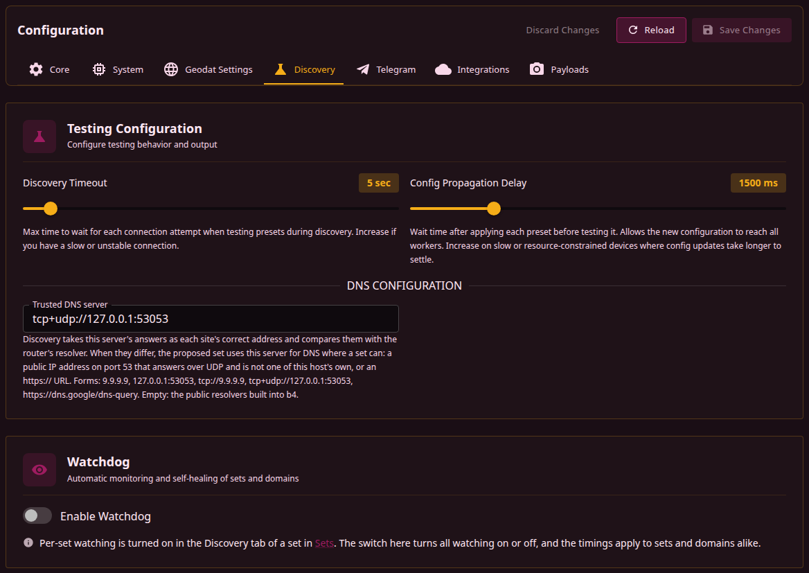 The Discovery tab