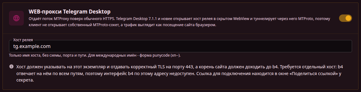 Карточка WEB-прокси